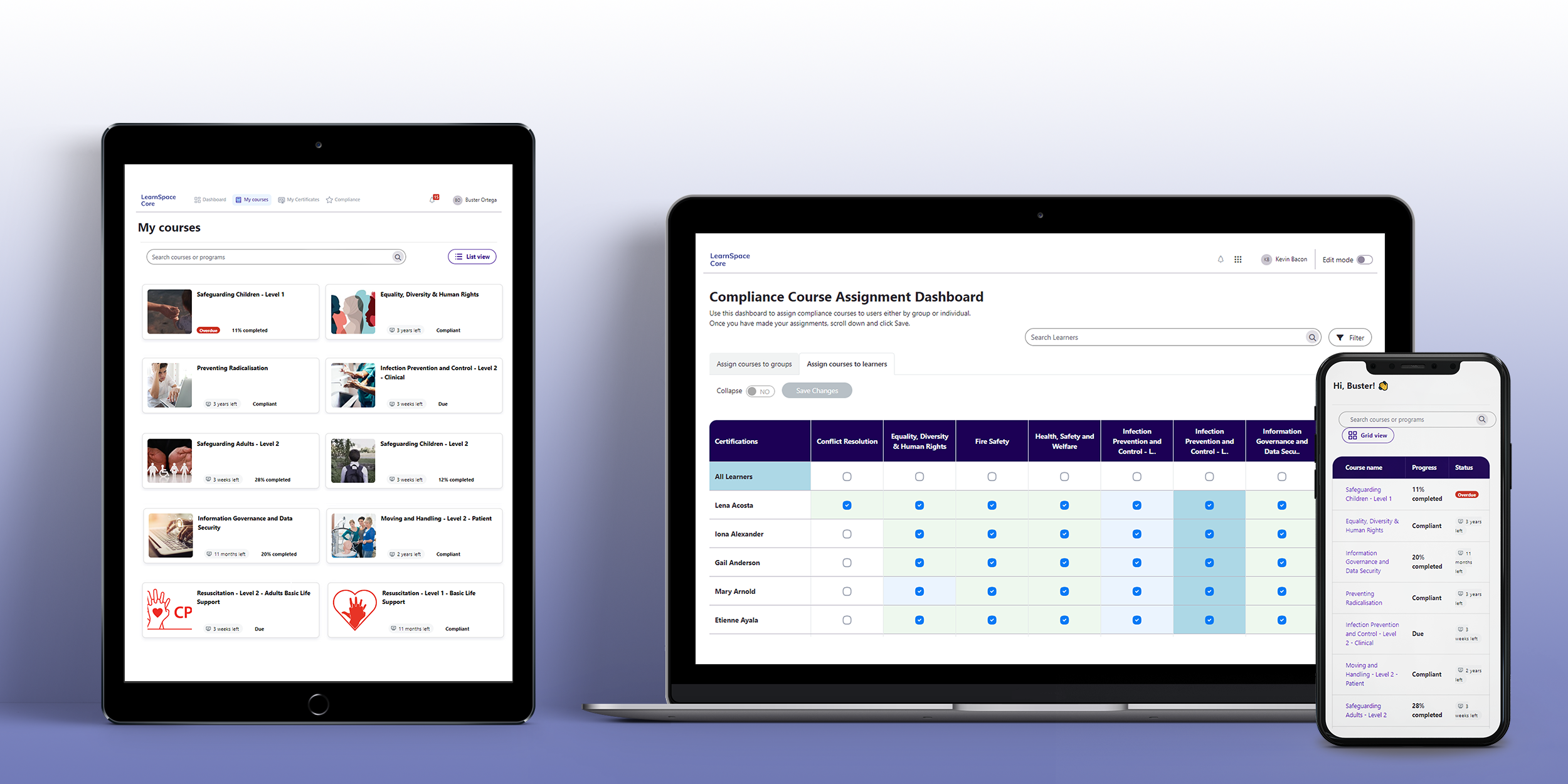 TEST LearnSpace screens