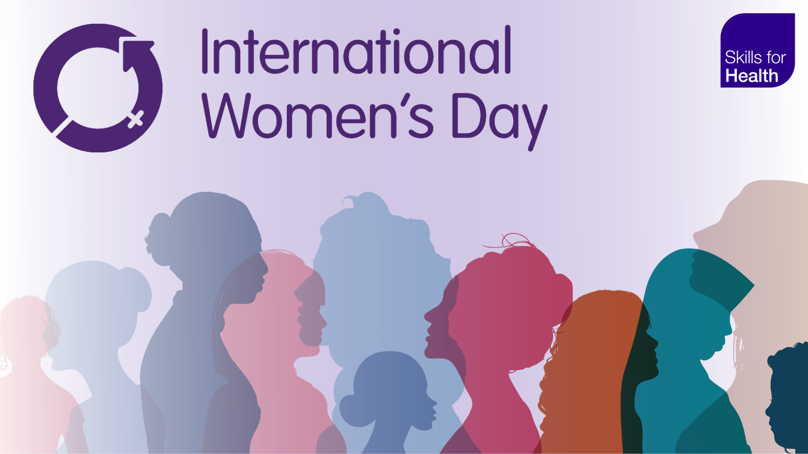 International Women's day with image of women's silhouettes in different colours
