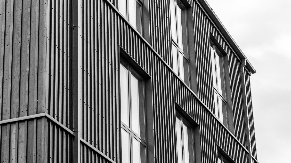 apartment building with cladding