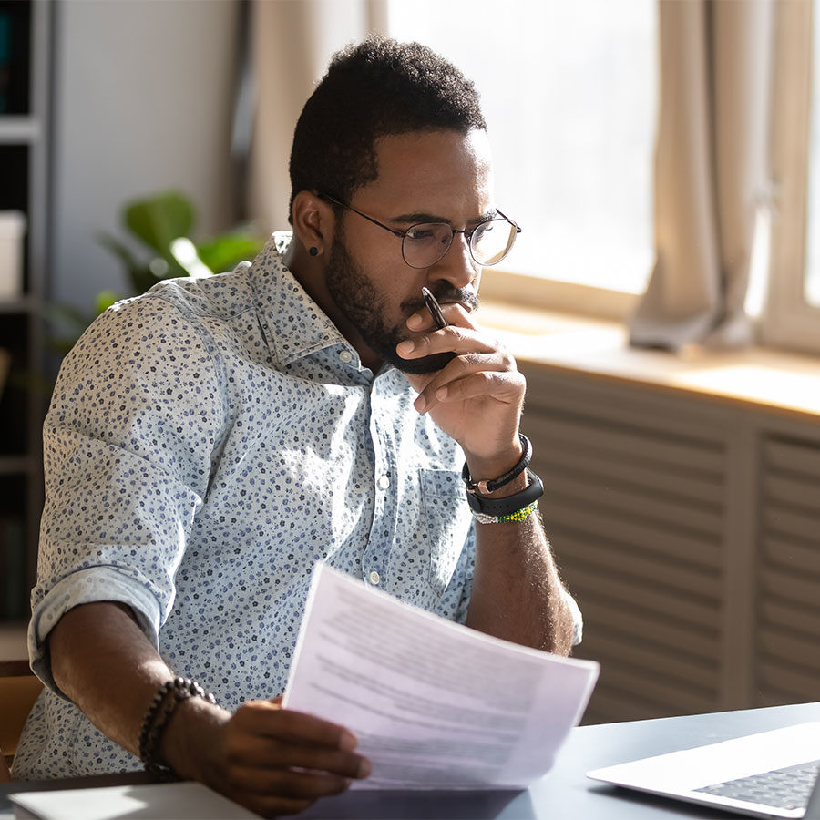 person studying or researching