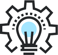 Cog with lightbulb icon