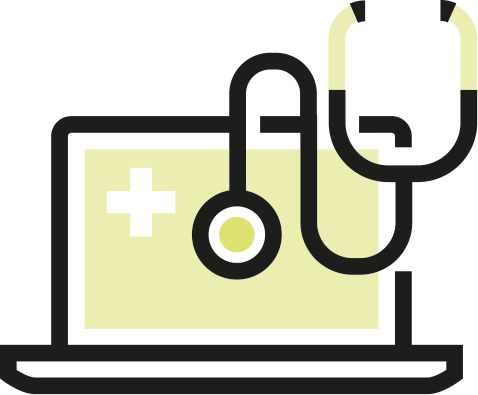 Laptop and stethoscope icon