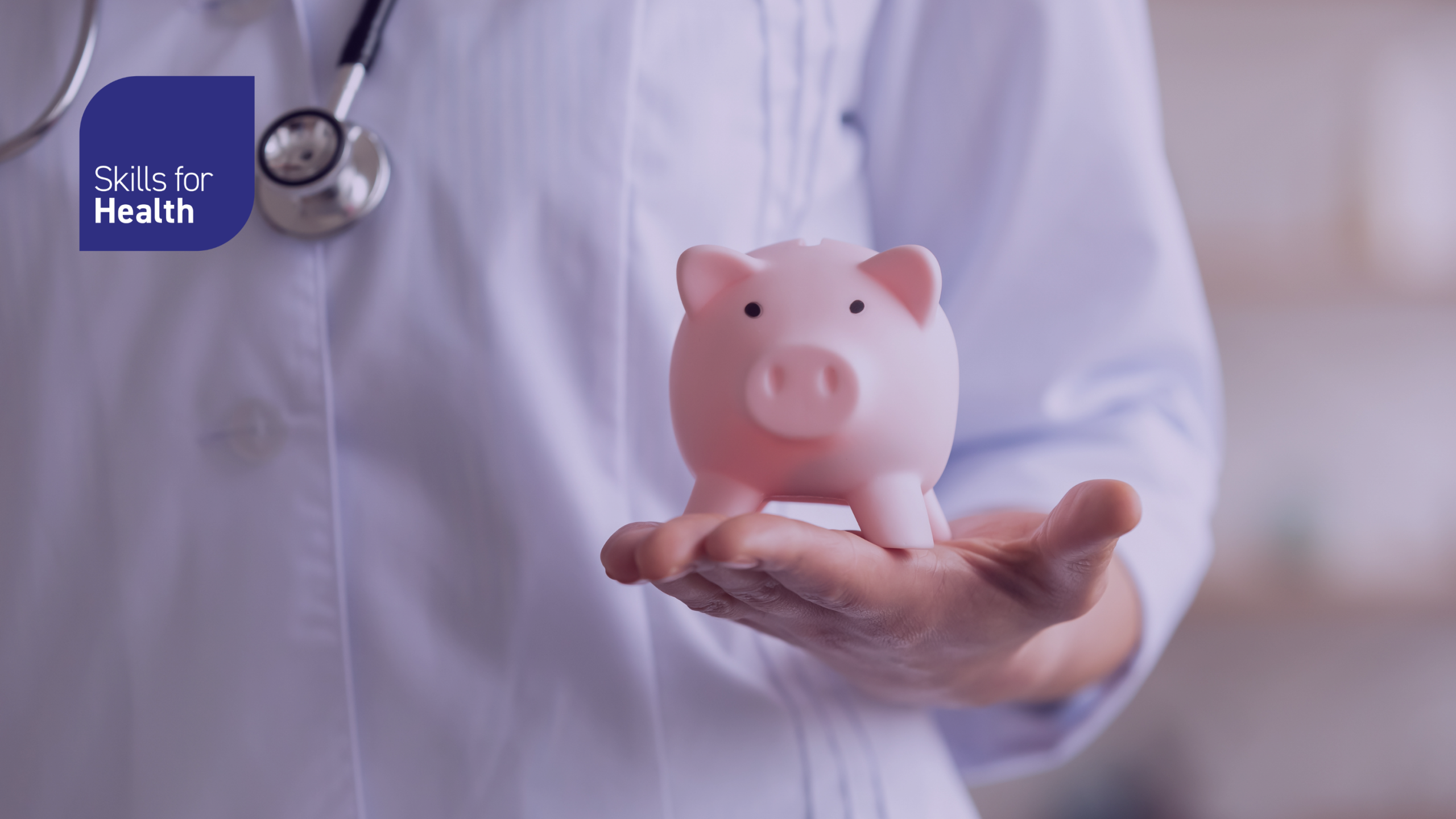 Medic holding a piggy bank