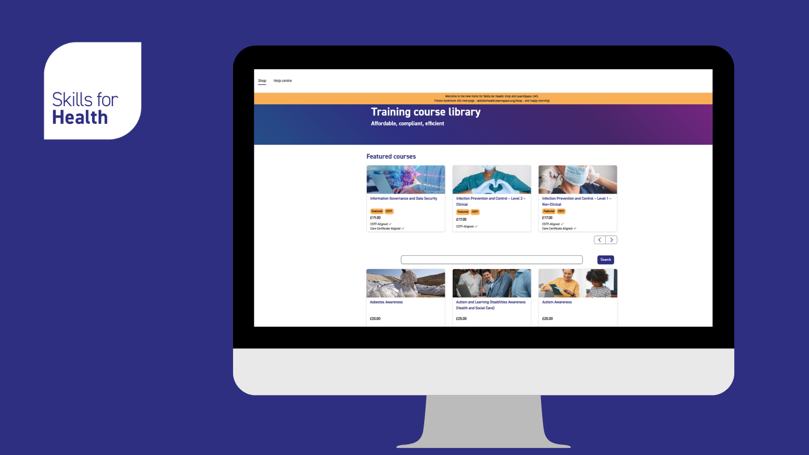 Screenshot of new shop website page