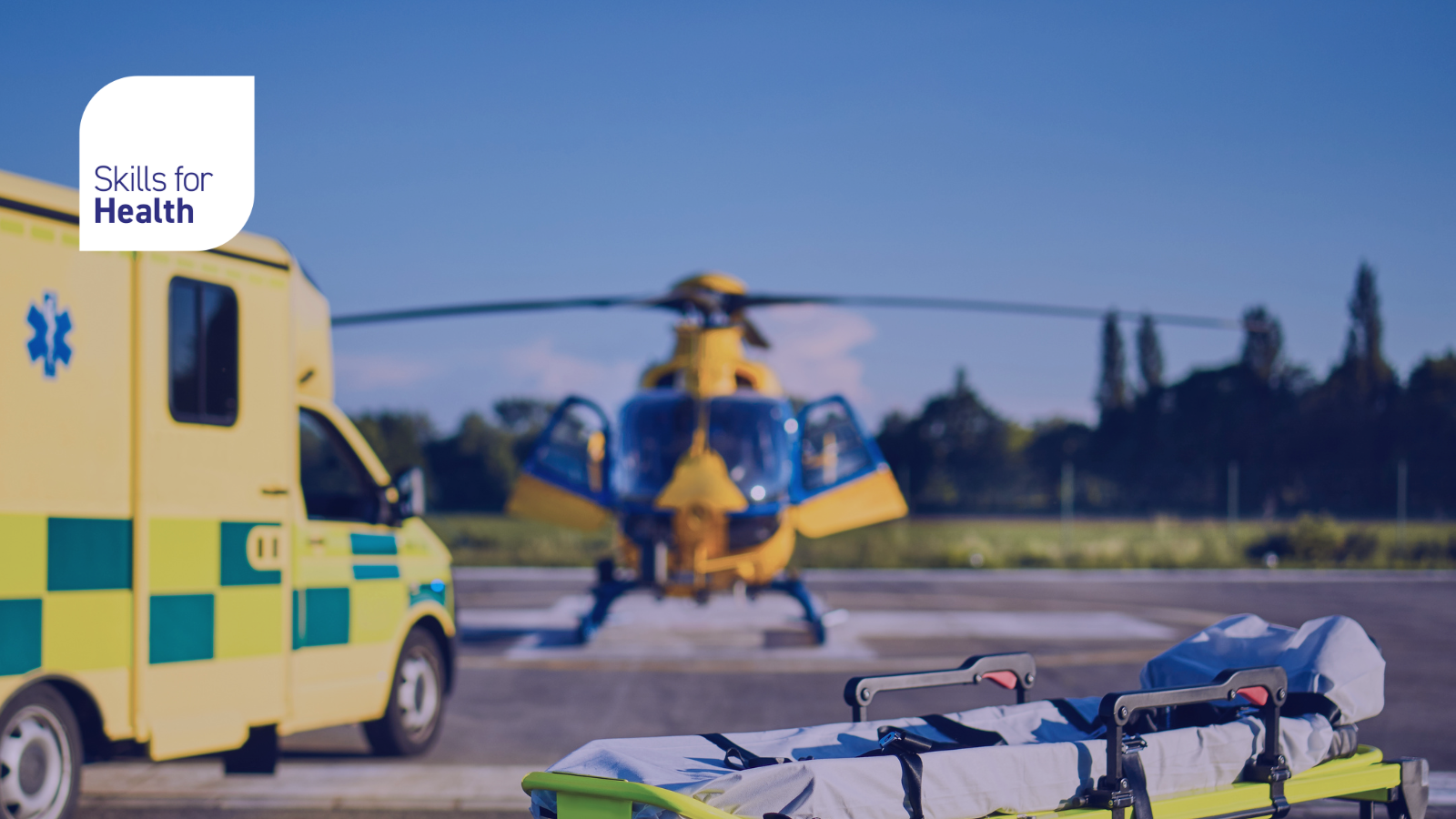 Image of ambulance and helicopter responding to an emergency