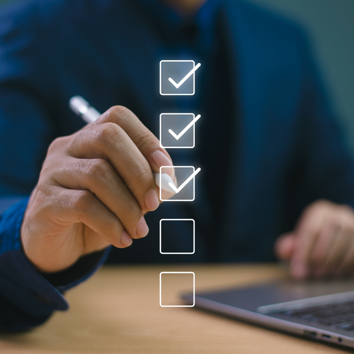 Business performance evaluate checklist review, businessman using pen computer online checklist survey, fill check digital report form checklist, assessment, questionnaire, evaluation, online survey