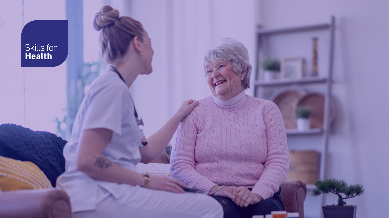 elderly lady receiving care at home