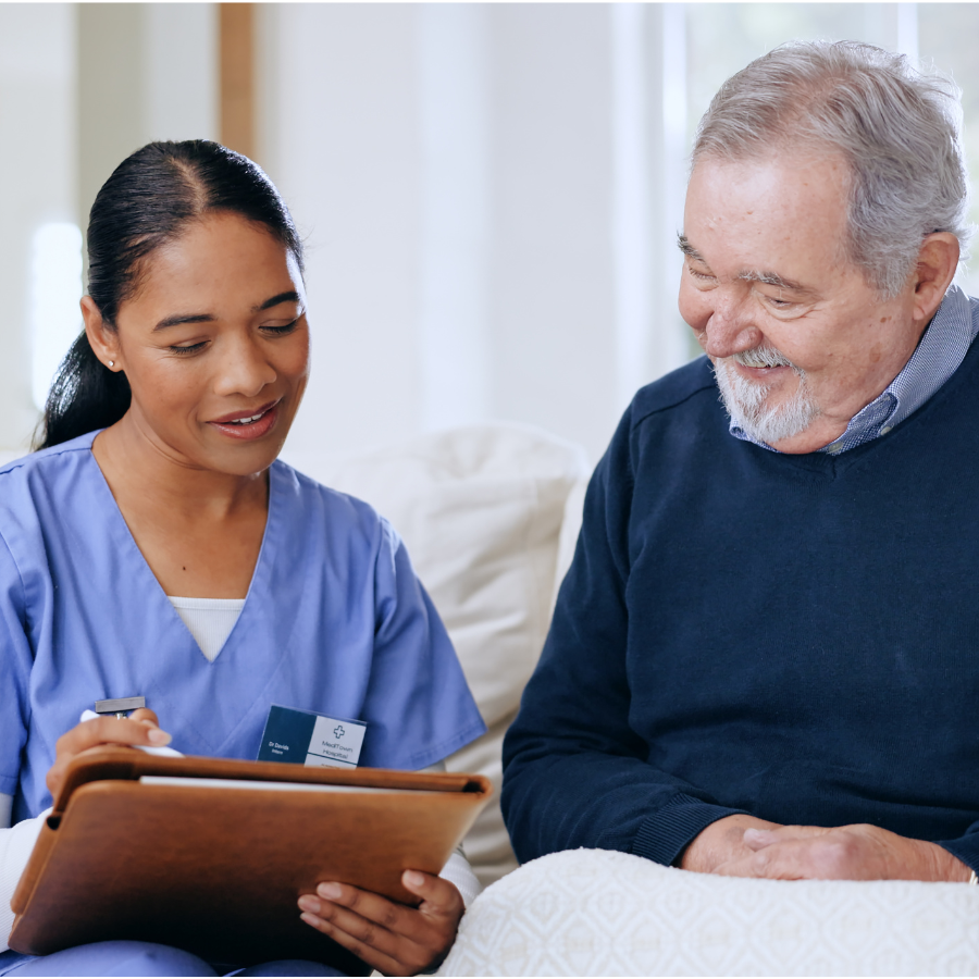 Nurse and Elderly Happy Man
