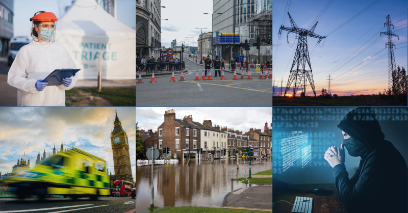 Images of destruction or disruption: Pandemics, riots, fires, cyber attacks, etc.